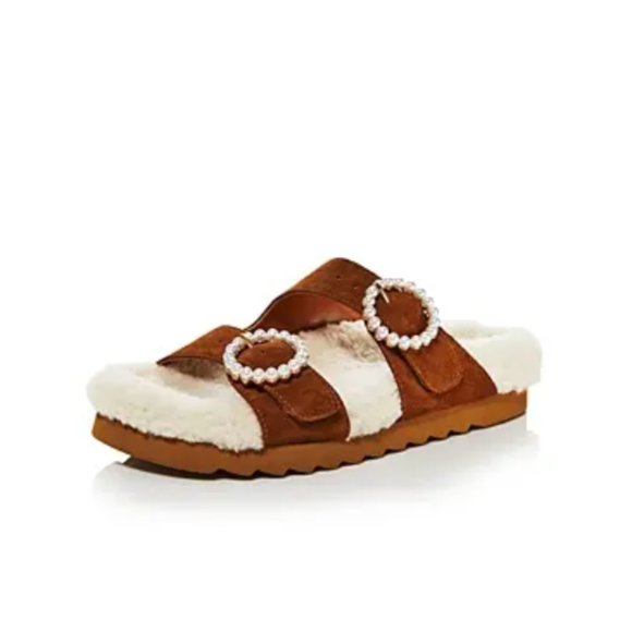 AQUA Private Label Bloomingdale's Exclusive Furry Embellished Sandal 8 T… - Picture 2 of 9